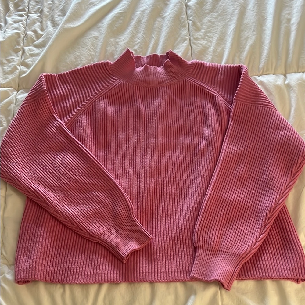 Pink Ribbed Women's Sweater